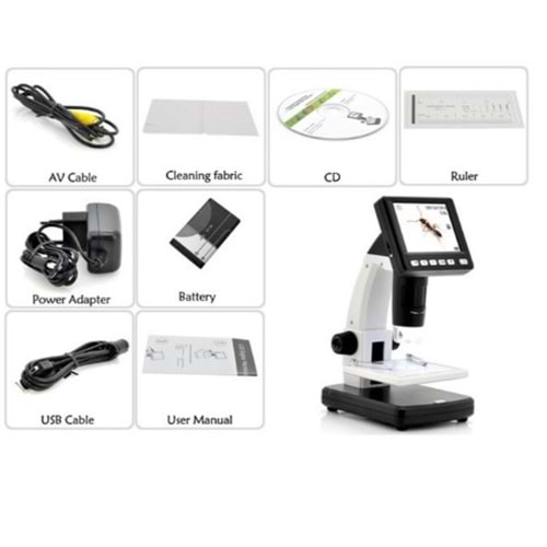 SOİF 5MP 500X LCD Ekranlı Dijital Stereo Mikroskop (4 GB SD KART + ŞARJ PİLİ)